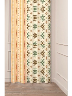 Greendecor Otantik, Anadolu, Etnik,bohem Desenli Özel Tasarım Dijital Baskılı (Tek Kanat) Modern Şık Fon Perde