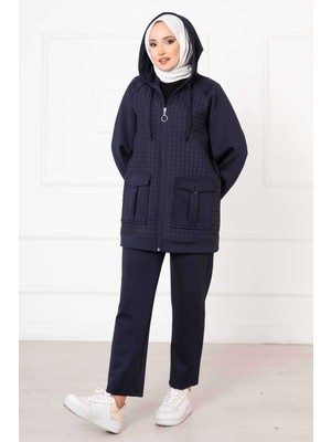 Md Kapüşonlu Kapitone İkili Takım Lacivert