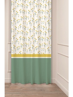 Greendecor Özel Tasarım Çiçek Yaprak Antik Çizgi Etnik Desenli Dijital Baskılı (Tek Kanat) Modern Şık Fon Perde