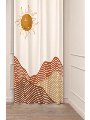 Greendecor Bohem Güneş Çöl Dağ Tasarımlı Dijital Baskılı (Tek Kanat) Şık Özel Tasarımlı Modern Fon Perde