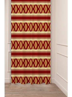 Greendecor Otantik Anadolu Motifleri Eski Antik Desenli Özel Tasarım Dijital Baskılı (Tek Kanat) Şık Fon Perde