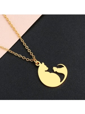 925 Ayar Gümüş Anne Yavru Kedi Kolye