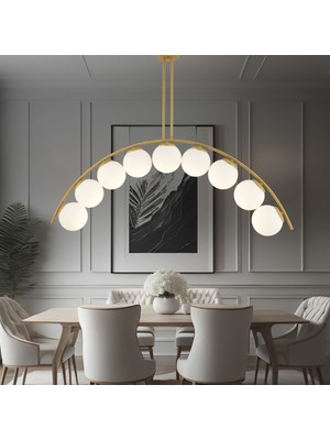 Normadia 9’lu Gold Modern Avize, Mutfak, Cafe ve Restoran Dekorasyonu Için Şık Işıklandırma