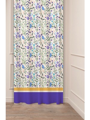 Greendecor Özel Tasarım Çiçek Yaprak Antik Çizgi Etnik Desenli Dijital Baskılı (Tek Kanat) Modern Şık Fon Perde