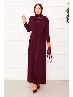 Ozk Önü Asimetrik Detaylı Sandy İkili Takım Bordo