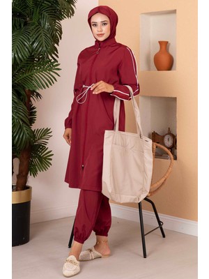 Md Beli Lastikli Tesettür Mayo Bordo