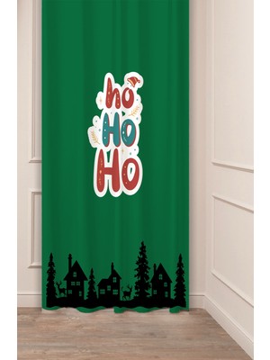 Greendecor Yılbaşı Çam Ağacı Noel Ağacı Kar Yeni Yıl Christmas Desenli Özel Tasarımlı Dijital Baskılı Fon Perde