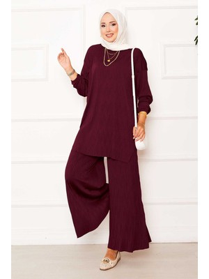 Ozk Kraş Desen Sandy İkili Takım Bordo