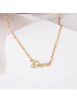 Kadın 925 Ayar Gümüş Kişiye Özel Isimli Altın Kaplama Kolye