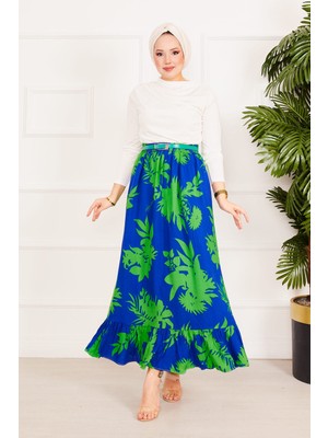 ZMR Fırfır Desenli Etek Lacivert