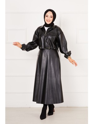 Md Etekli Deri Takım Siyah