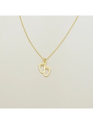 Kadın 925 Ayar Gümüş Bebek Ayağı Kolye