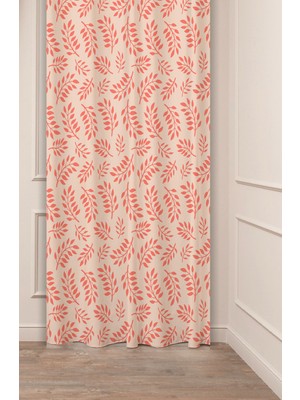 Greendecor Yaprak Sade Bohem Çiçek Tasarımlı Dijital Baskılı (Tek Kanat) Şık Özel Tasarımlı Modern Fon Perde