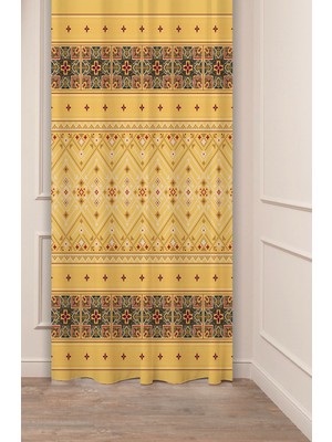 Greendecor Otantik, Anadolu, Etnik Desenli Özel Tasarım Dijital Baskılı (Tek Kanat) Modern Şık Fon Perde
