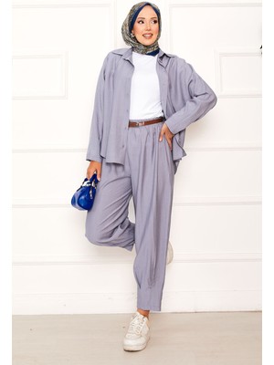 Md Rahat Kalıp Şalvar Pantolonlu Takım Gri