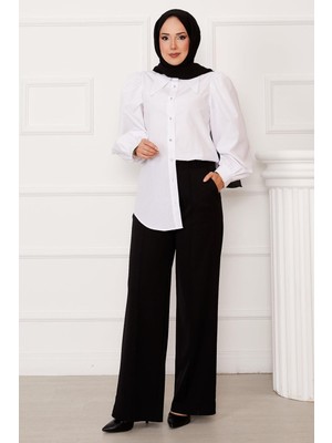 MDS Önü Çimalı Cep Detaylı Pantolon Siyah