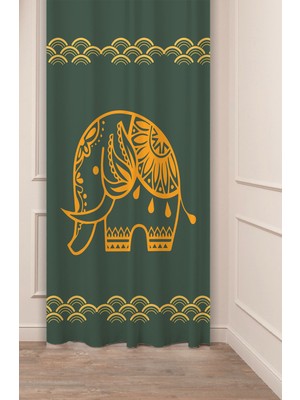 Greendecor Renkli Mandala Canlı Fil Hippi Etnik Antika Desenli Dijital Baskılı (Tek Kanat) Modern Şık Fon Perde