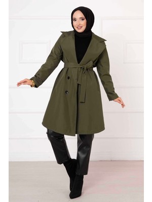 Md Zincir Aksesuar Detay Astarlı Trenç Haki