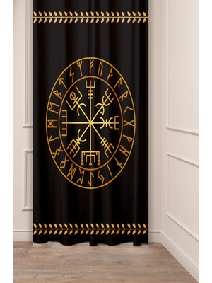 Greendecor Burç Sayılar Hippi Mandala Antik Desenli Özel Tasarım Dijital Baskılı (Tek Kanat) Modern Fon Perde