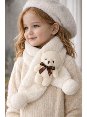 Selvira Kız Çocuk Peluş Tavşan Figürlü Atkı Boyunluk 2-12 Yaş – Yumuşak Dokulu, Sıcak Tutan Kışlık Atkı