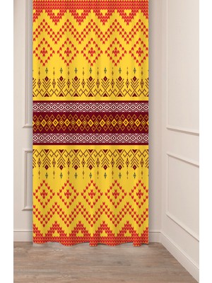 Greendecor Otantik, Anadolu, Etnik Desenli Özel Tasarım Dijital Baskılı (Tek Kanat) Modern Şık Fon Perde