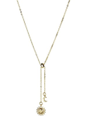 Klips Toptan Güneş ve Ay Obje Detay Sallantılı Kolye