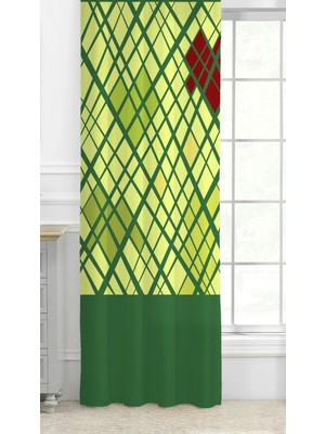 Greendecor Geometrik Çizgi Şekiller Özel Tasarım Desenli Dijital Baskılı (Tek Kanat) Modern Şık Fon Perde