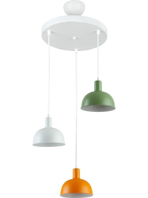 Normadia Modern 3'lü Sarkıt Avize, Beyaz Turuncu Yeşil Renk, Şık ve Şık Tasarım