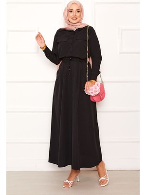 Md Cep Detaylı Etekli İkili Takım Siyah