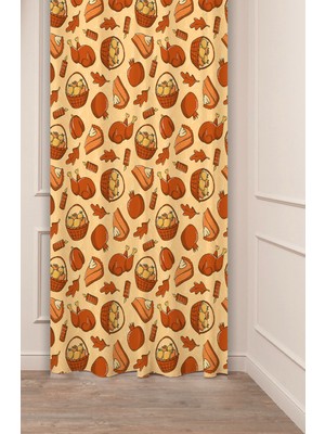 Greendecor Meyve Yaprak Desenli Özel Tasarımlı Dijital Baskılı Modren Tarz Modern Mutfak Şık Tarz Fon Perde