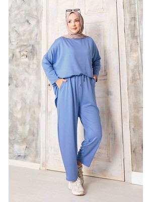 Md Salaş Kesim Şalvar Pantolonlu Takım Bebe Mavisi