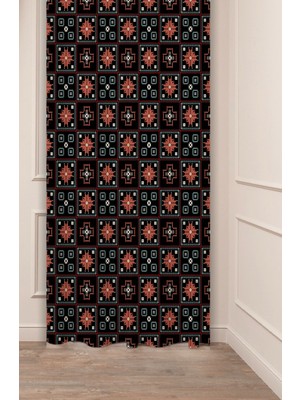 Greendecor Otantik Anadolu Motifleri Eski Antik Desenli Özel Tasarım Dijital Baskılı (Tek Kanat) Şık Fon Perde