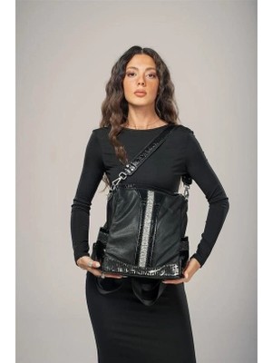 Alfanora Ejya Siyah Cilt Kol ve Omuz Çantası