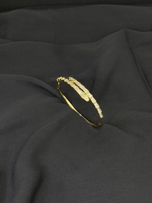 14K Gold Renk Kaplama cm Zirkon Yılan Kelepçe Bileklik