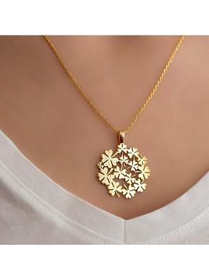 925 Ayar Gümüş Kalpli Özel Tasarım Yonca Kolye