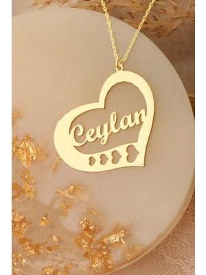 Kadın 925 Ayar Gümüş Kalbin Içinde Isim Yazılı Kolye Gold