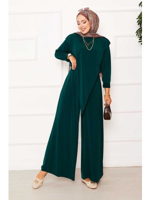 Ozk Önü Asimetrik Detaylı Sandy İkili Takım Zümrüt