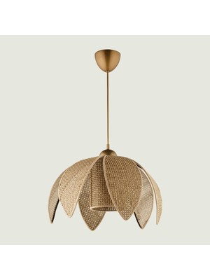 Normadia Şık Kahverengi Hasır Sarkıt Avize 40X70 Cm, Modern ve Sıcak Dekorasyon Için