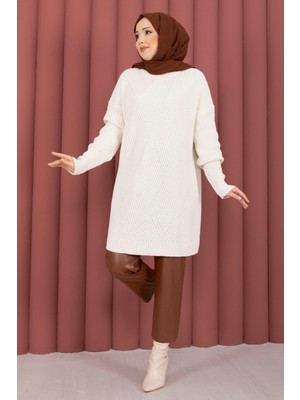 RAF Vinea Baklava Desen Triko Kazak Krem