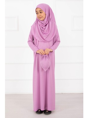 Md Tesettür Çocuk Namaz Elbisesi Lila