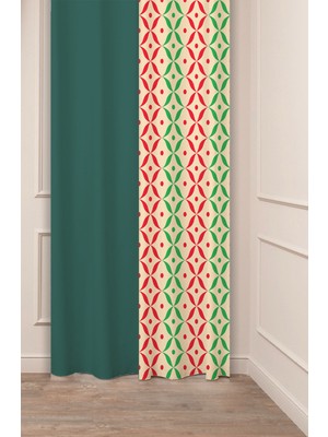 Greendecor Geometrik Çizgi Şekiller Özel Tasarım Desenli Dijital Baskılı (Tek Kanat) Modern Şık Fon Perde