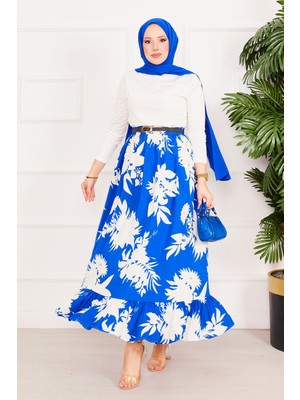 ZMR Fırfır Desenli Etek Saks