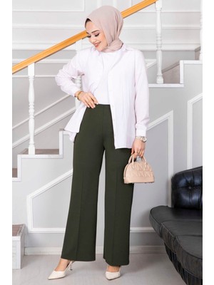 MDS Palazzo Tesettür Pantolon Haki