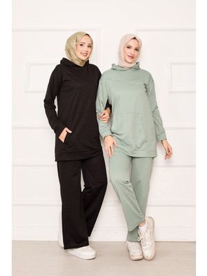 Cvn Kanguru Cep Ve Kapüşon Detaylı İkili Takım Mint