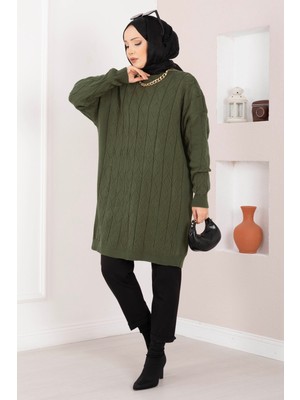 RAF Baklava Örgü Triko Tunik Haki