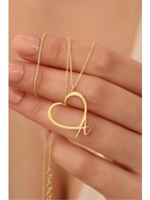 925 Ayar Gümüş Kişiye Özel Kalpli Harf Kolye