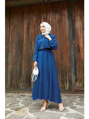 ZMR Büzgü Detaylı Etekli Takım İndigo