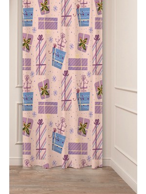 Greendecor Yılbaşı Çam Ağacı Noel Ağacı Kar Yeni Yıl Christmas Desenli Özel Tasarımlı Dijital Baskılı Fon Perde