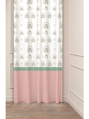 Greendecor Özel Tasarım Gökkuşağı Yıldız Bulut Desenli Dijital Baskılı (Tek Kanat) Çocuk Odası Bohem Fon Perde