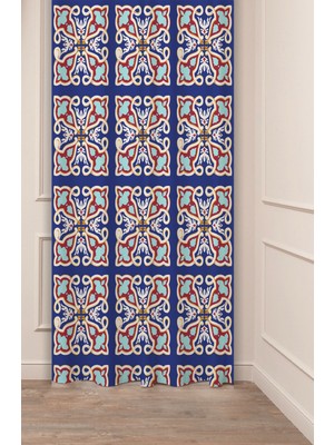 Greendecor Etnik Anadolu Motif Çiçek Pastel Bohem Özel Tasarım Dijital Baskılı (Tek Kanat) Bej Krem Fon Perde
